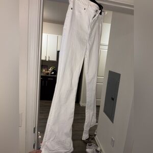 American Eagle white super hi-rise flare jeans